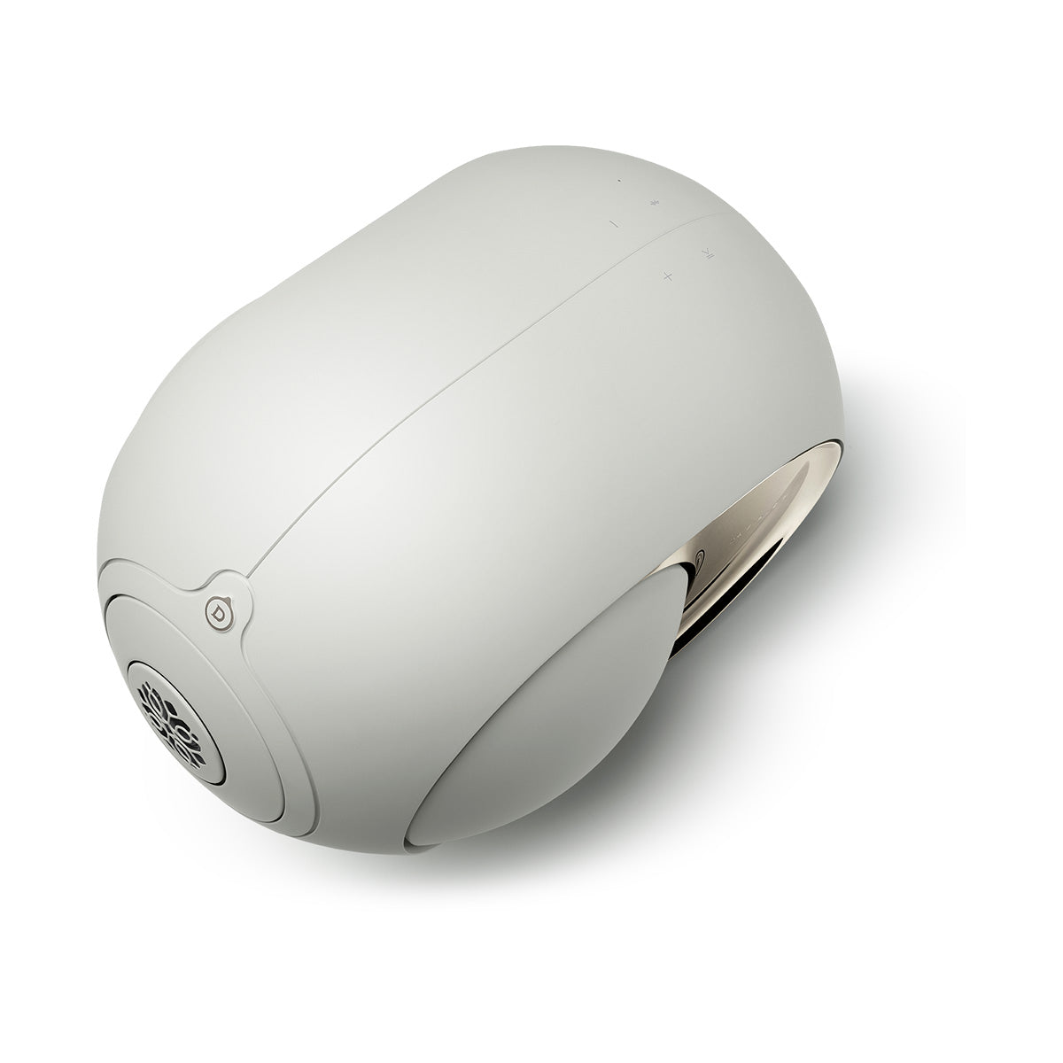 Devialet Phantom Ultimate 108 dB High-End Connected Speaker - Light Pearl - top view facing left