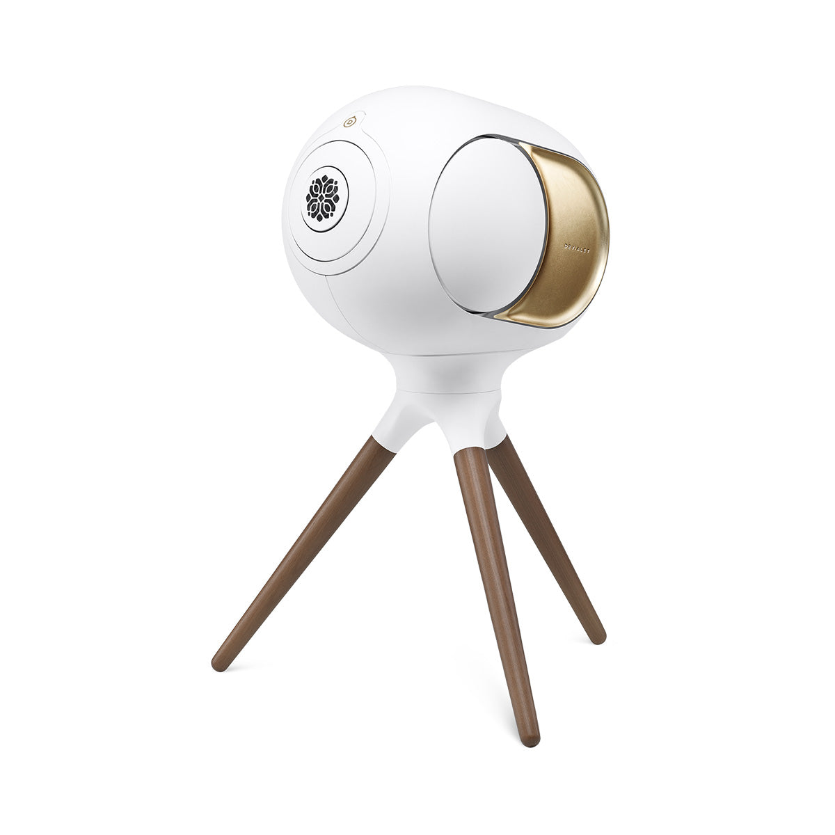 Devialet Phantom Ultimate 108 dB High-End Connected Speaker - Opera de Paris - speaker on Devialet Opera de Paris Treepod stand angled left