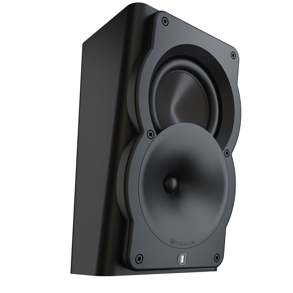 Perlisten Audio A2s On-Wall Surround Speaker - Matte Black - single speaker front view angled right