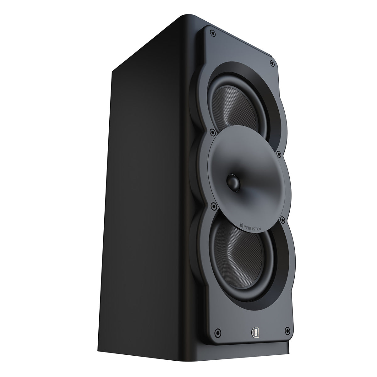 Perlisten Audio A3m LCR-Bookshelf Speaker - Matte Black - single speaker front view angled right