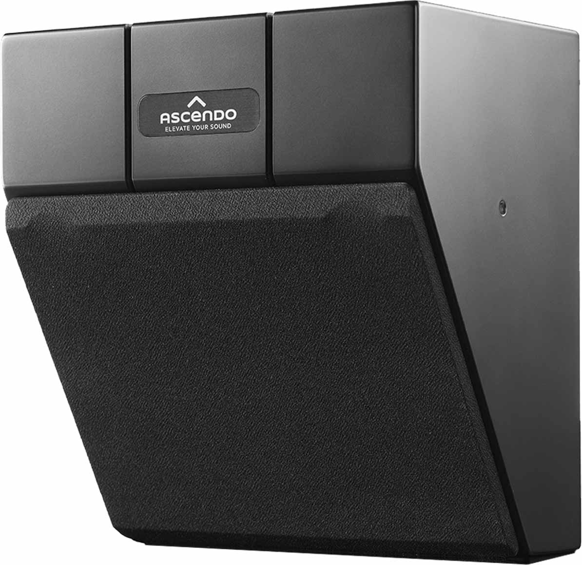 Ascendo Audio The6 Passive Wedge 30 On-Wall Loudspeaker - Black/Black Grille - Each angled front view with grille