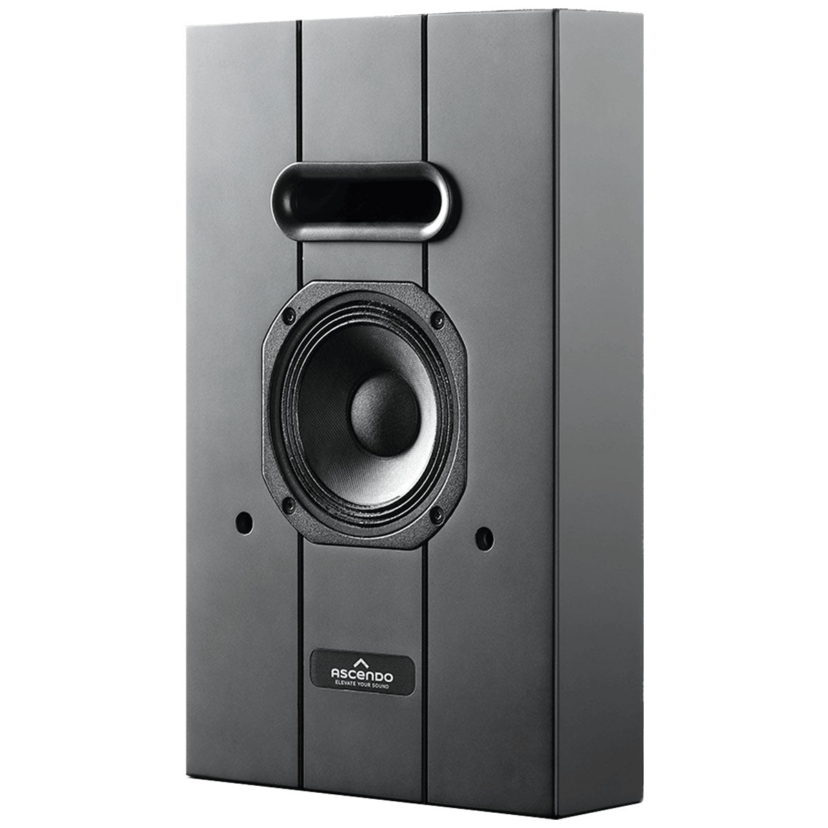 Ascendo Audio The5 Passive On-Wall Loudspeaker - Black/Black Grille - Each angled front view without grille