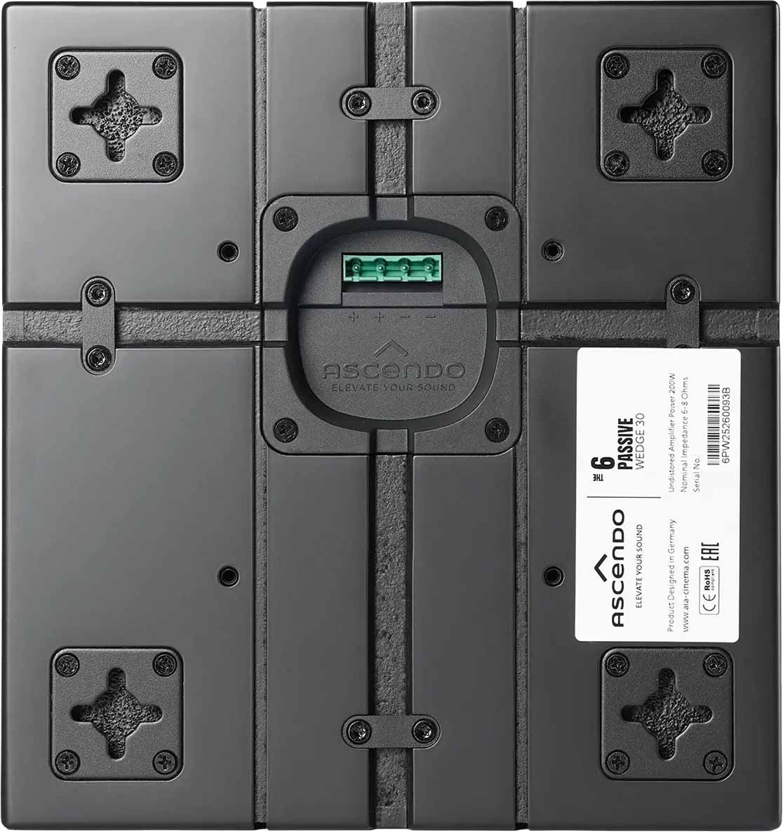 Ascendo Audio The6 Passive Wedge 30 On-Wall Loudspeaker - Black/Black Grille - Each rear view