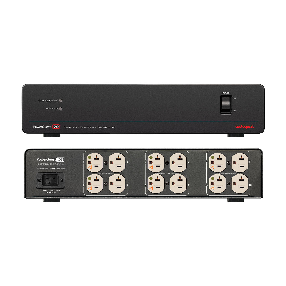 AudioQuest PowerQuest 909 - front and rear views