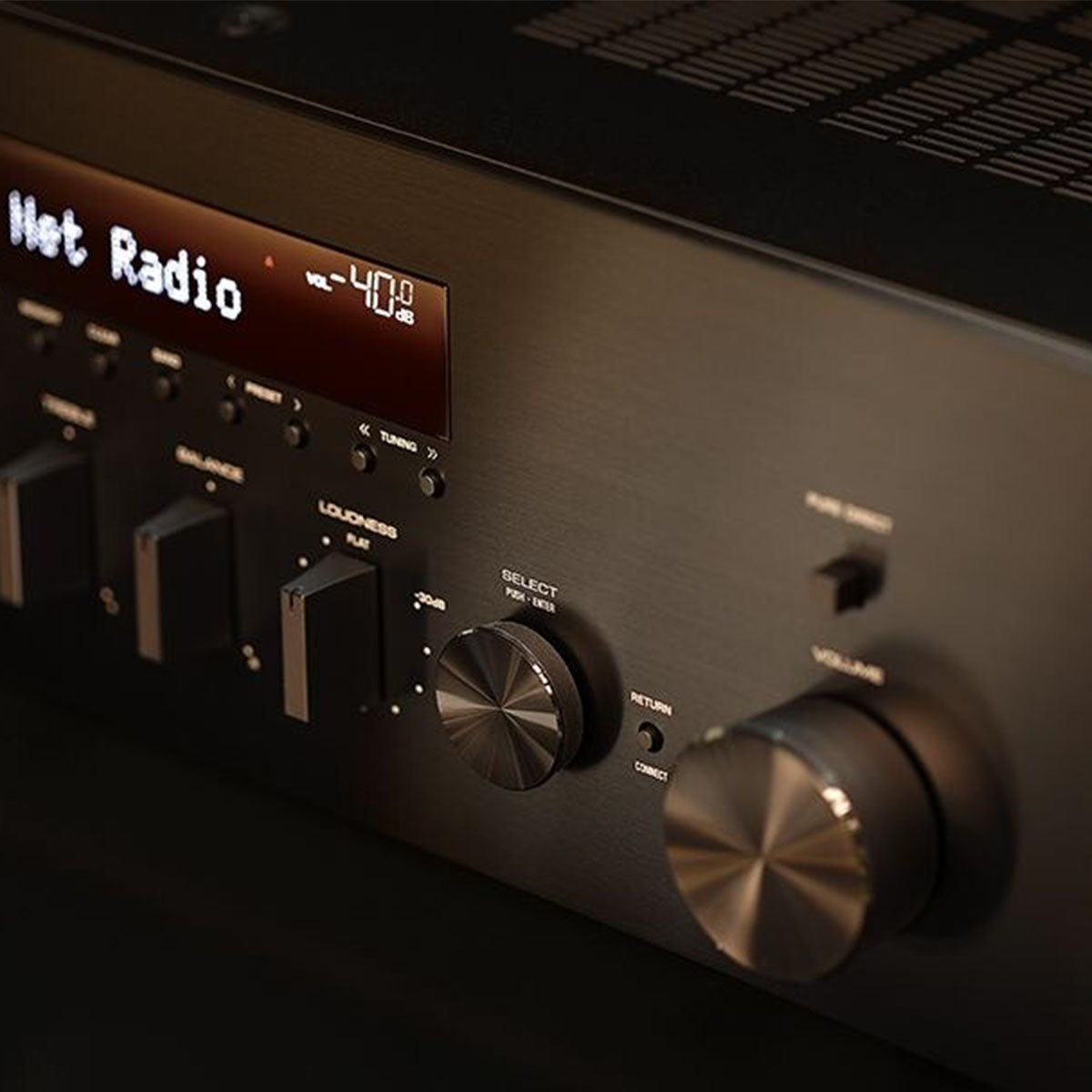 Yamaha R-N600A Network Receiver - Black - detail of front panel