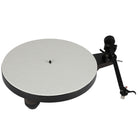 Rega Replay Turntable - front view and top view with platter and mat