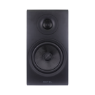 A single black ROTEL Amora 5 bookshelf speaker with a dual-driver design, featuring a small top tweeter and a larger bottom woofer, shown against a plain white background.