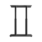 Black adjustable desk stand on a white background
