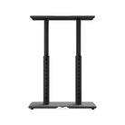 Black adjustable desk stand on a white background