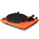 Cambridge Audio Spira Bluetooth Turntable Orange angled front view with dustcover removed