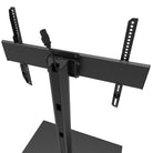 Black adjustable TV stand on a white background