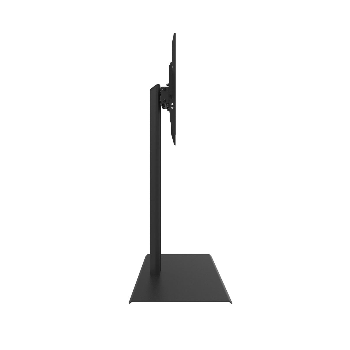 Black adjustable TV stand on a white background