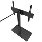 Black adjustable TV stand on a white background