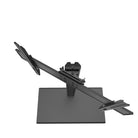 Black adjustable monitor stand on a white background