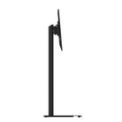 Black adjustable monitor stand on a white background