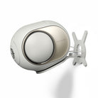 Devialet Phantom Ultimate 98 dB High-End Connected Speaker - Light Pearl - single speaker on Devialet Gecko wall mount angled left