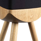 Lyngdorf Cue-100 Speaker closeup detail of oak base