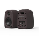 Kanto UKI Compact Desktop Speakers - Pumice pair - angled front and rear views
