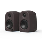 Kanto UKI Compact Desktop Speakers - Pumice pair - angled front view
