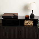 Victrola Soundstage Speaker System - Walnut - lifestyle photo of unit on credenza