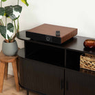 Victrola Soundstage Speaker System - Walnut - lifestyle photo of unit on credenza