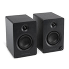 Victrola Tempo Bluetooth Bookshelf Speakers - black pair - angled front view