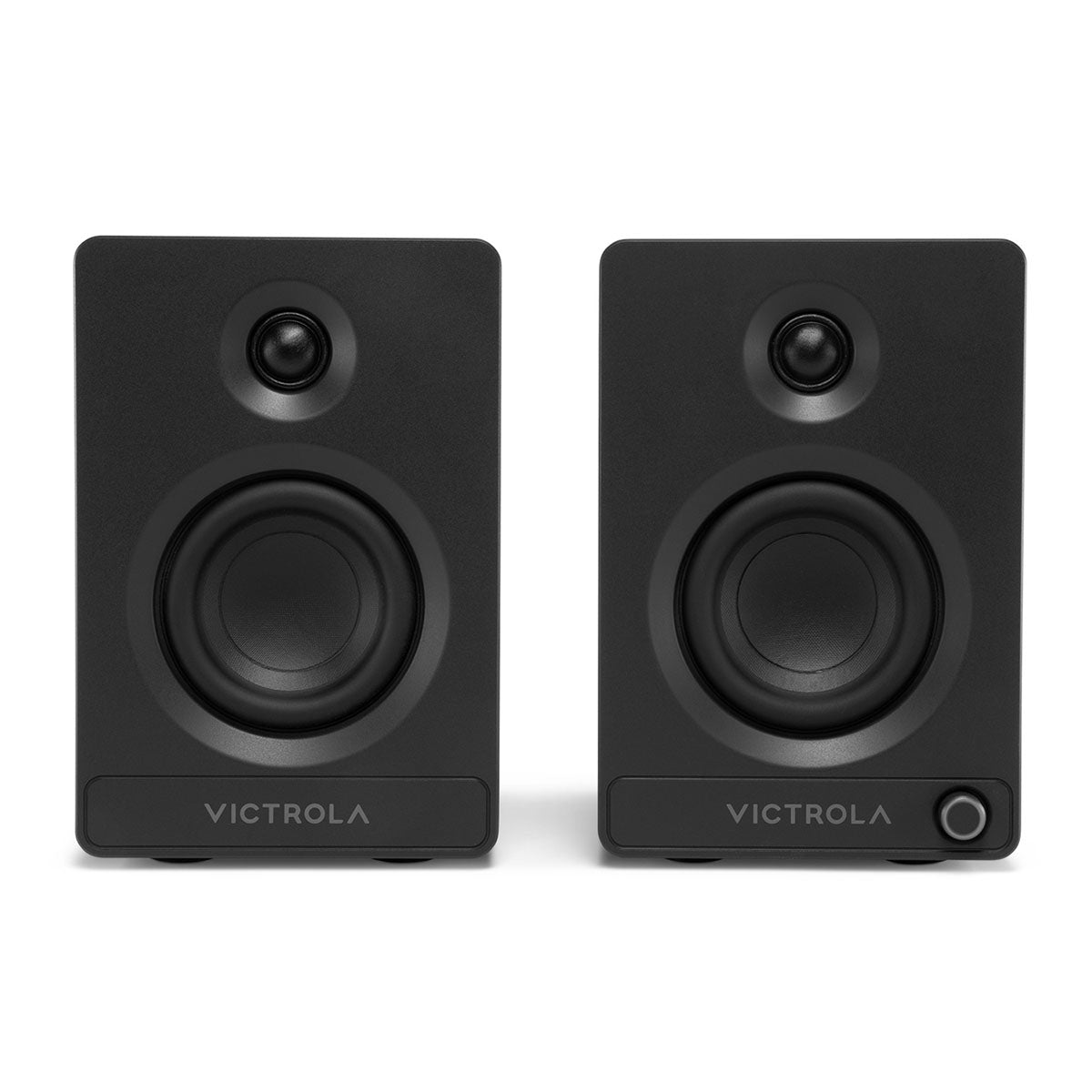 Victrola Tempo Bluetooth Bookshelf Speakers - walnut pair - front view
