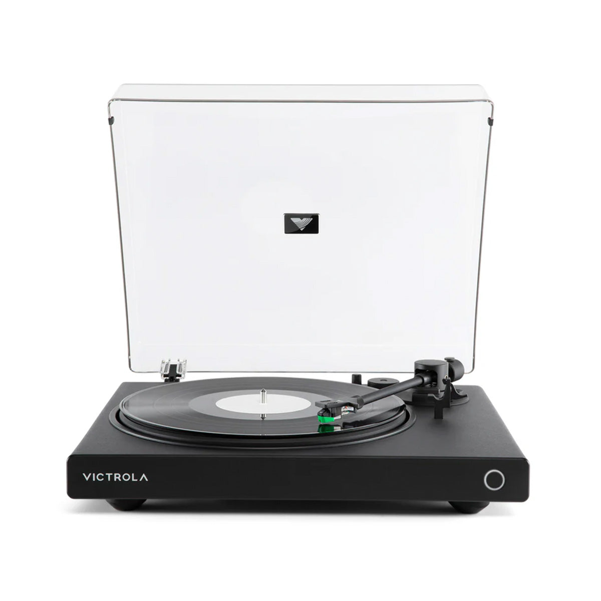Victrola Wave Bluetooth Turntable - black with open dust cover - front view