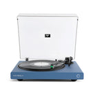 Victrola Wave Bluetooth Turntable - matte blue with open dust cover - front view