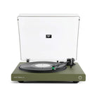 Victrola Wave Bluetooth Turntable - matte green with open dust cover - front view