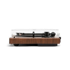 Victrola Wave Bluetooth Turntable - walnut with closed dust cover - profile view