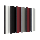 A set of Vicoustic VicStrip Sample Pack Panels or cladding samples shown in a row, featuring color options including white, black, dark red, medium gray, and light gray with thin black stripes, on a plain white background.