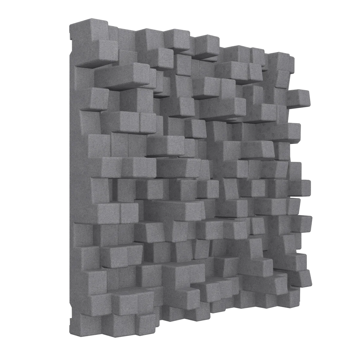Gray 3D Vicoustic Cinema Multifuser DC4 Acoustic Diffuser Panel - Box of 4 with a textured, blocky geometric design, shown on a solid white background.