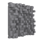 Gray 3D Vicoustic Cinema Multifuser DC4 Acoustic Diffuser Panel - Box of 4 with a textured, blocky geometric design, shown on a solid white background.