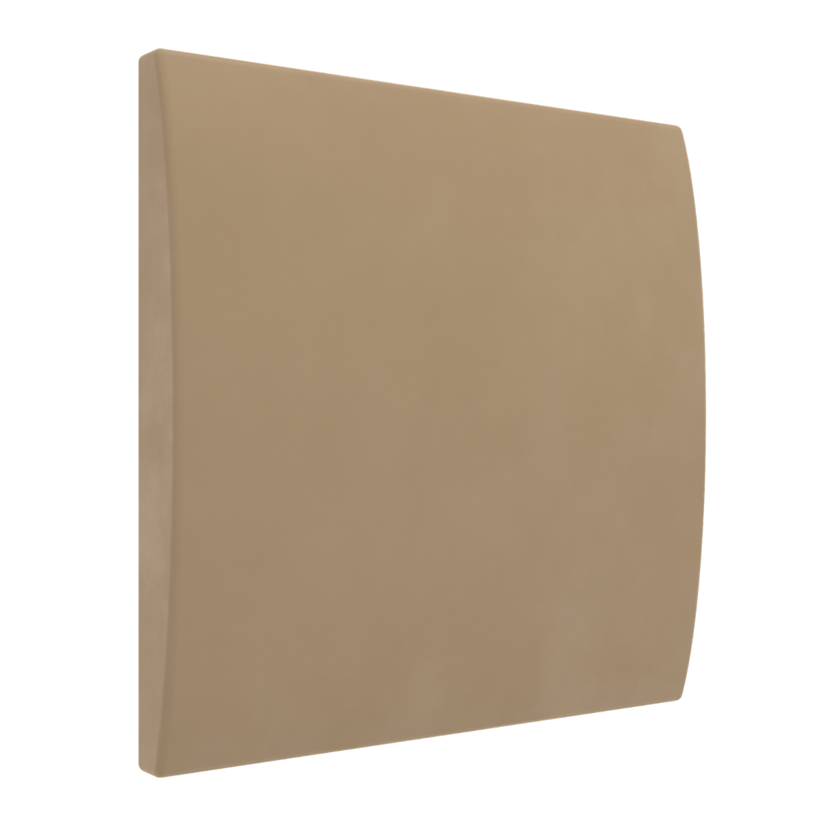 A square, curved panel in a solid warm tan or light brown color, shown at a three-quarter angle against a plain white background.