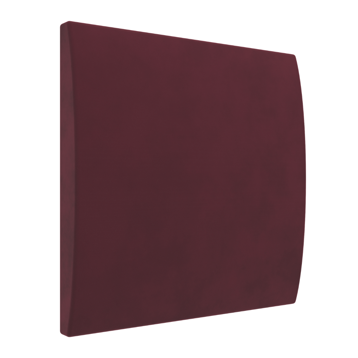 A square, curved-edge panel in a deep burgundy or maroon Vicoustic Cinema Round Premium Broadband Sound Absorber Acoustic Panel