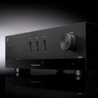 Yamaha R200A 2-Channel Hi-Fi Stereo Receiver with Bluetooth - Black - stylized photo of front panel angled left