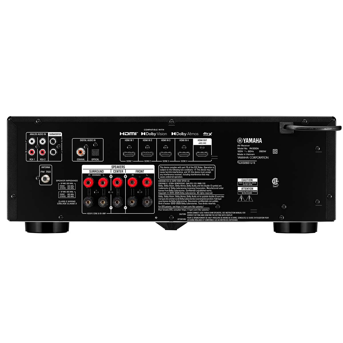 Yamaha RX300A 5.2-Channel AV Receiver - rear view