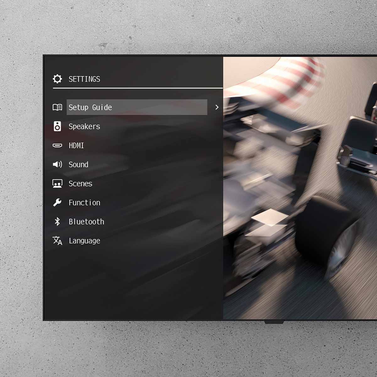 Yamaha RX300A 5.2-Channel AV Receiver - TV showing unit settings menu