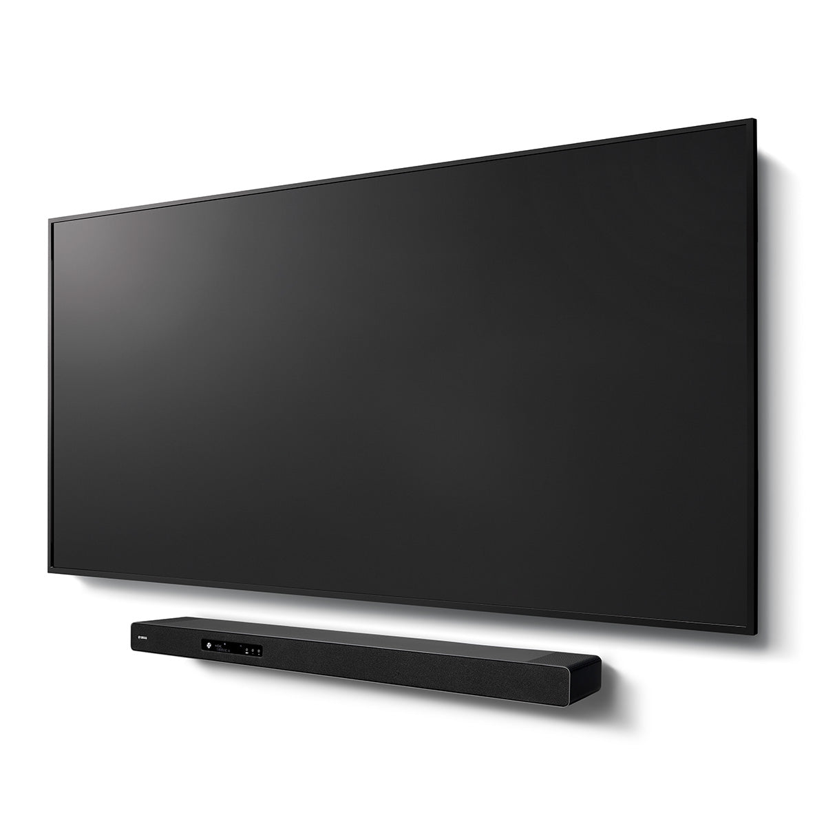 Yamaha True X Surround 90A Soundbar/Surround Sound System - soundbar wall mounted below TV