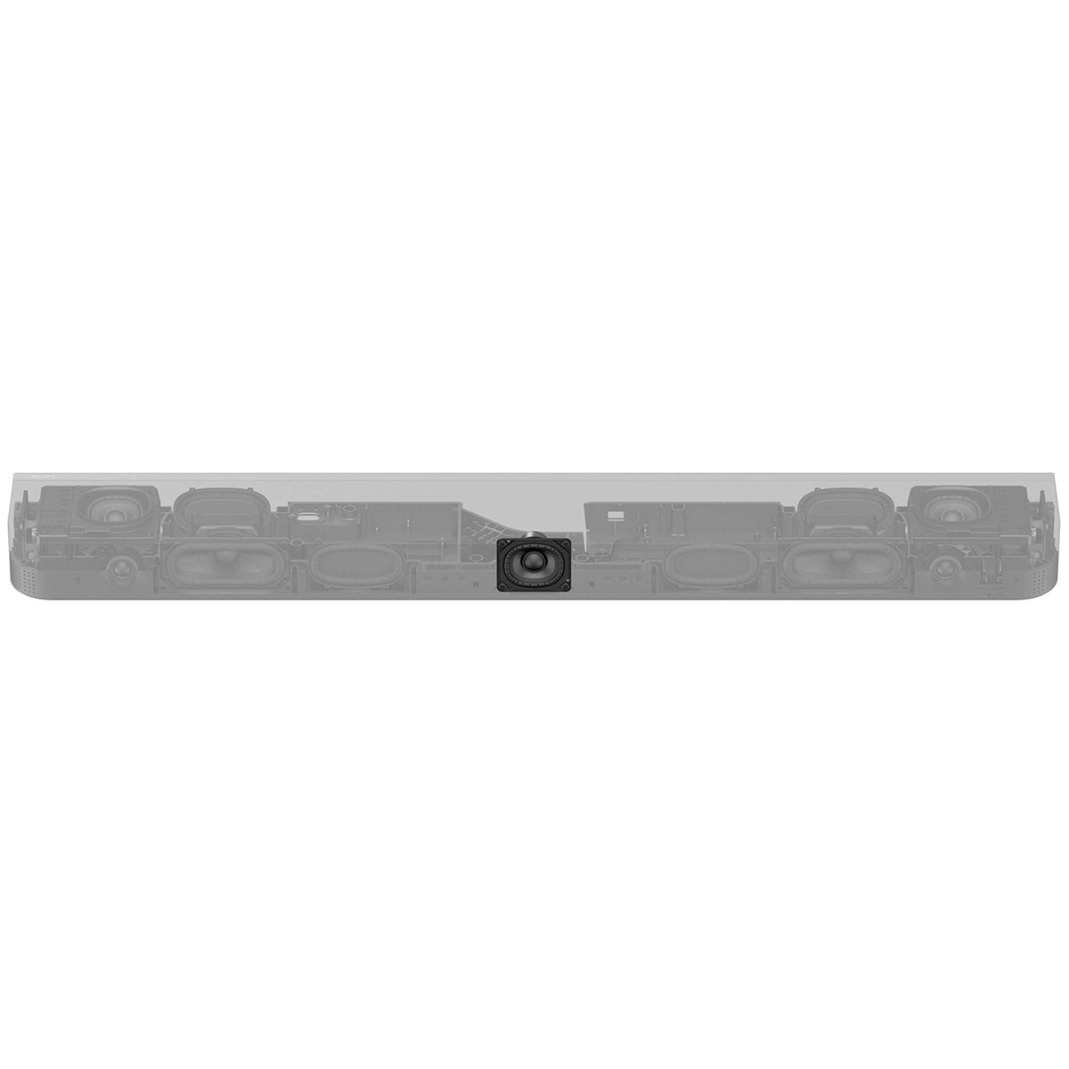 Sony BRAVIA Theater Bar 7 Soundbar front and top view graphic showing internal speakers highlighting center speaker