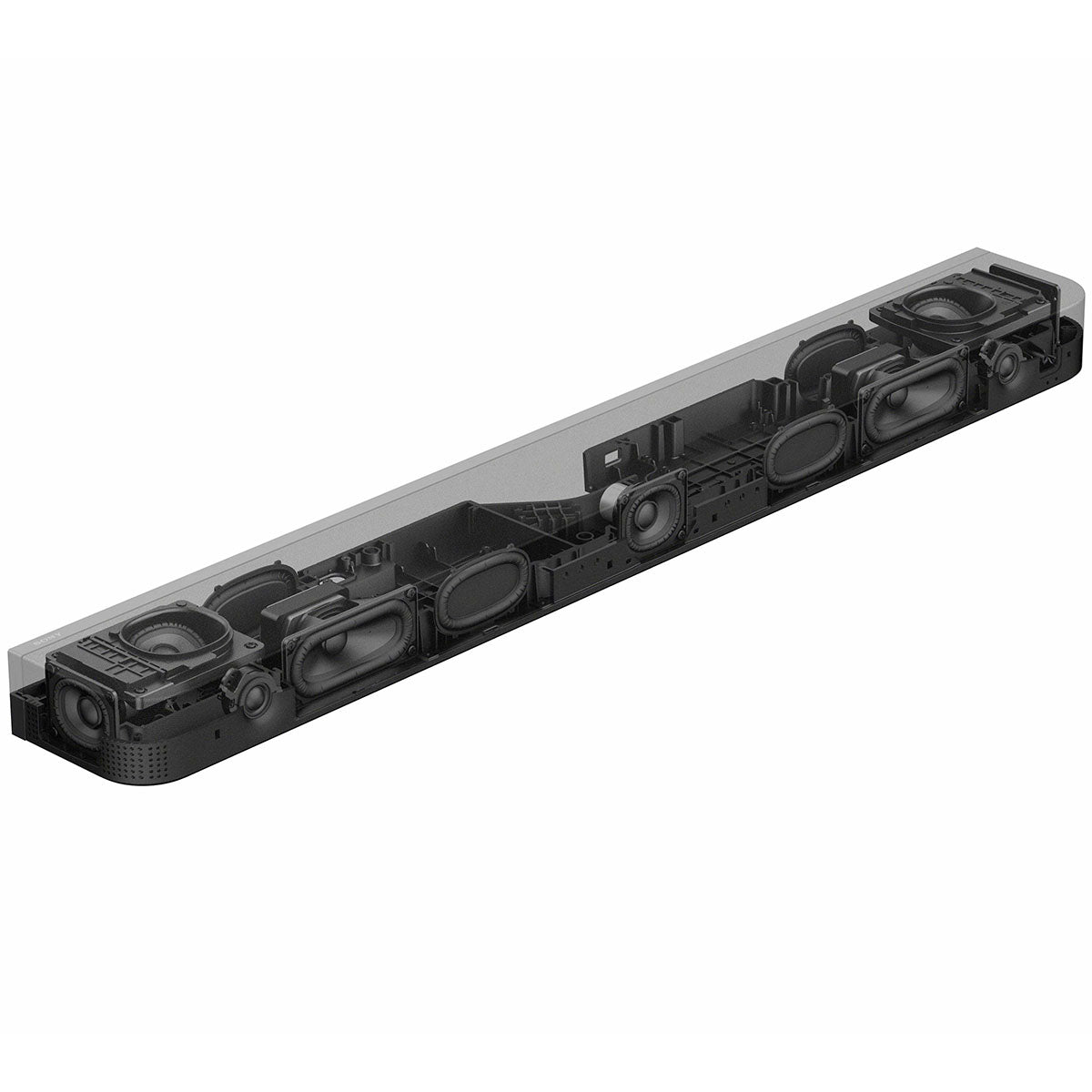Sony BRAVIA Theater Bar 7 Soundbar front top and side view angled right graphic showing internal speakers