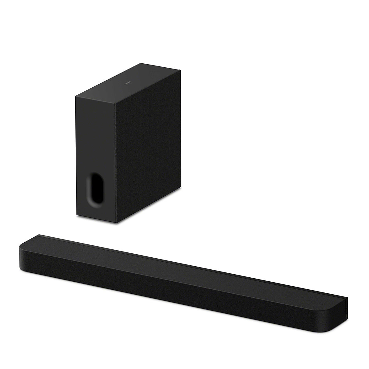 Sony BRAVIA Theater Bar 7 Soundbar front top and side view angled left to front with subwoofer behind