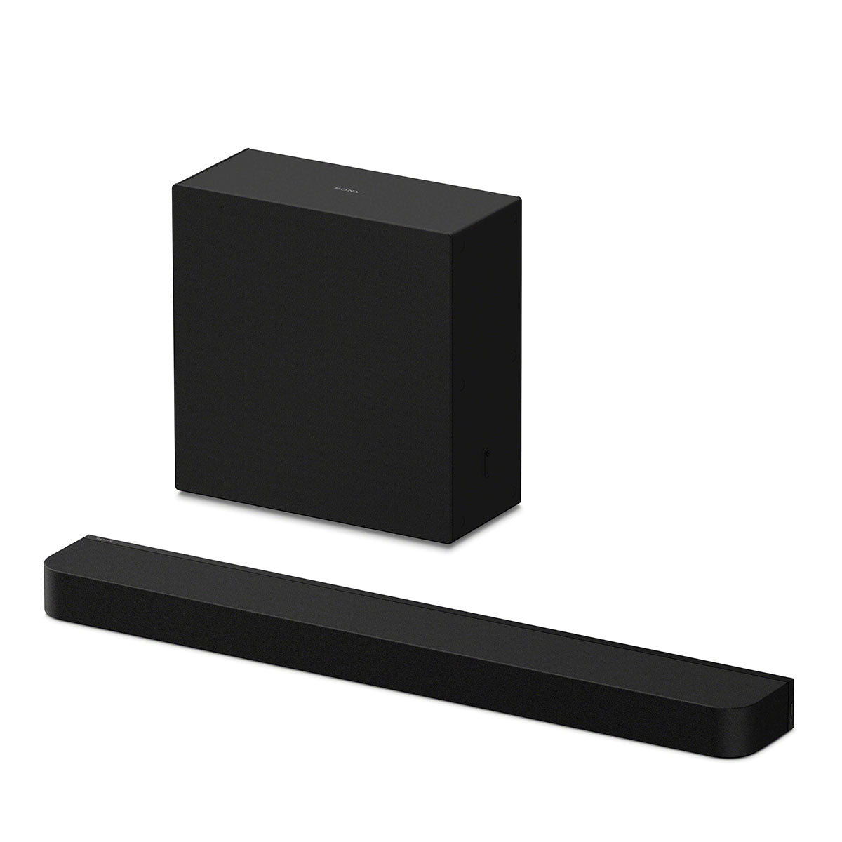 Sony BRAVIA Theater Bar 7 Soundbar front top and side view angled left to front with subwoofer behind
