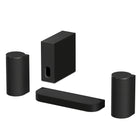 Sony BRAVIA Trio Home Theater System front view angled left with additional sold-separate subwoofer