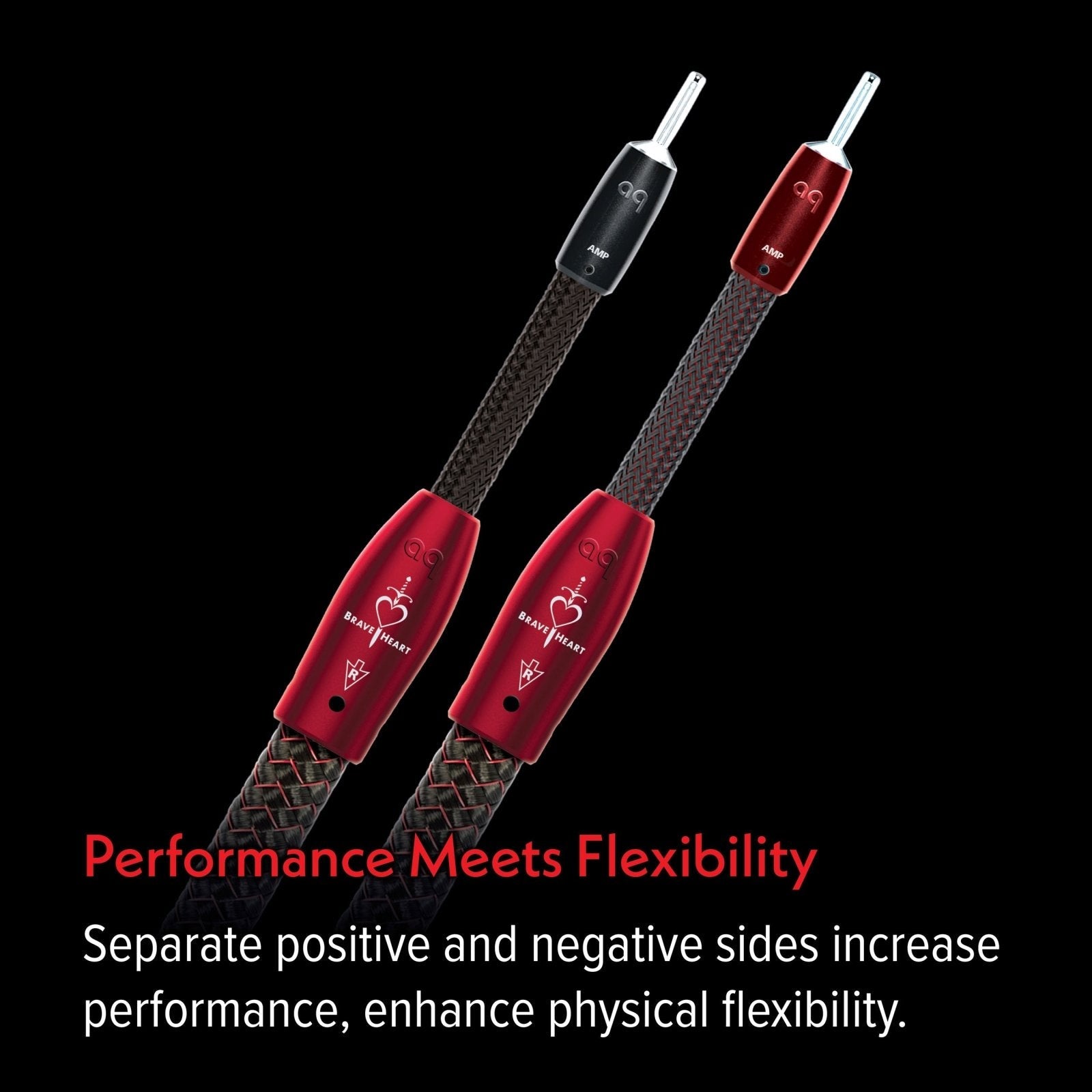 AudioQuest Brave Heart Full - Range - BHEART8SM 8 ft = 2.4 m Pair 2 x Multi - Spades > 2 x Multi - Spades