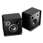 EverSolo SE100 Passive HiFi Bookshelf Speakers - Pair - front and top view angled right without grilles