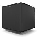 MartinLogan Grotto 15 Subwoofer - Gloss Black - front and side view angled left with grilles