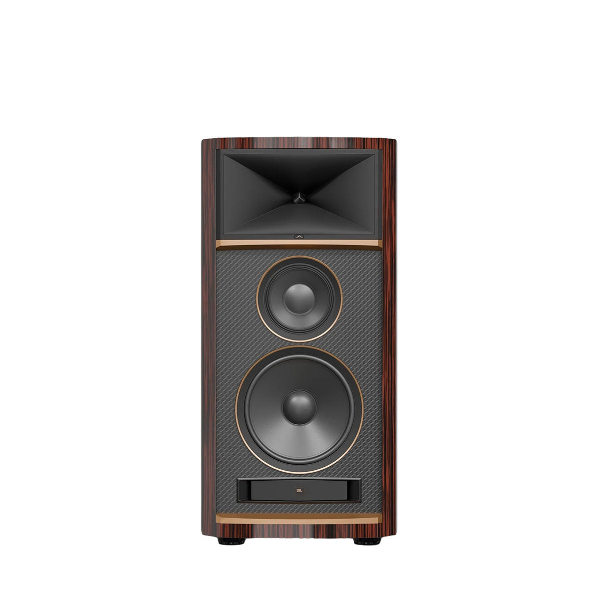 JBL Summit K2 3-Way Floorstanding Loudspeaker - single ebony speaker front view without grille
