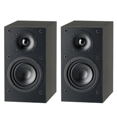 Front view of Paradigm SE Atom Bookshelf Speakers without grille - Black 